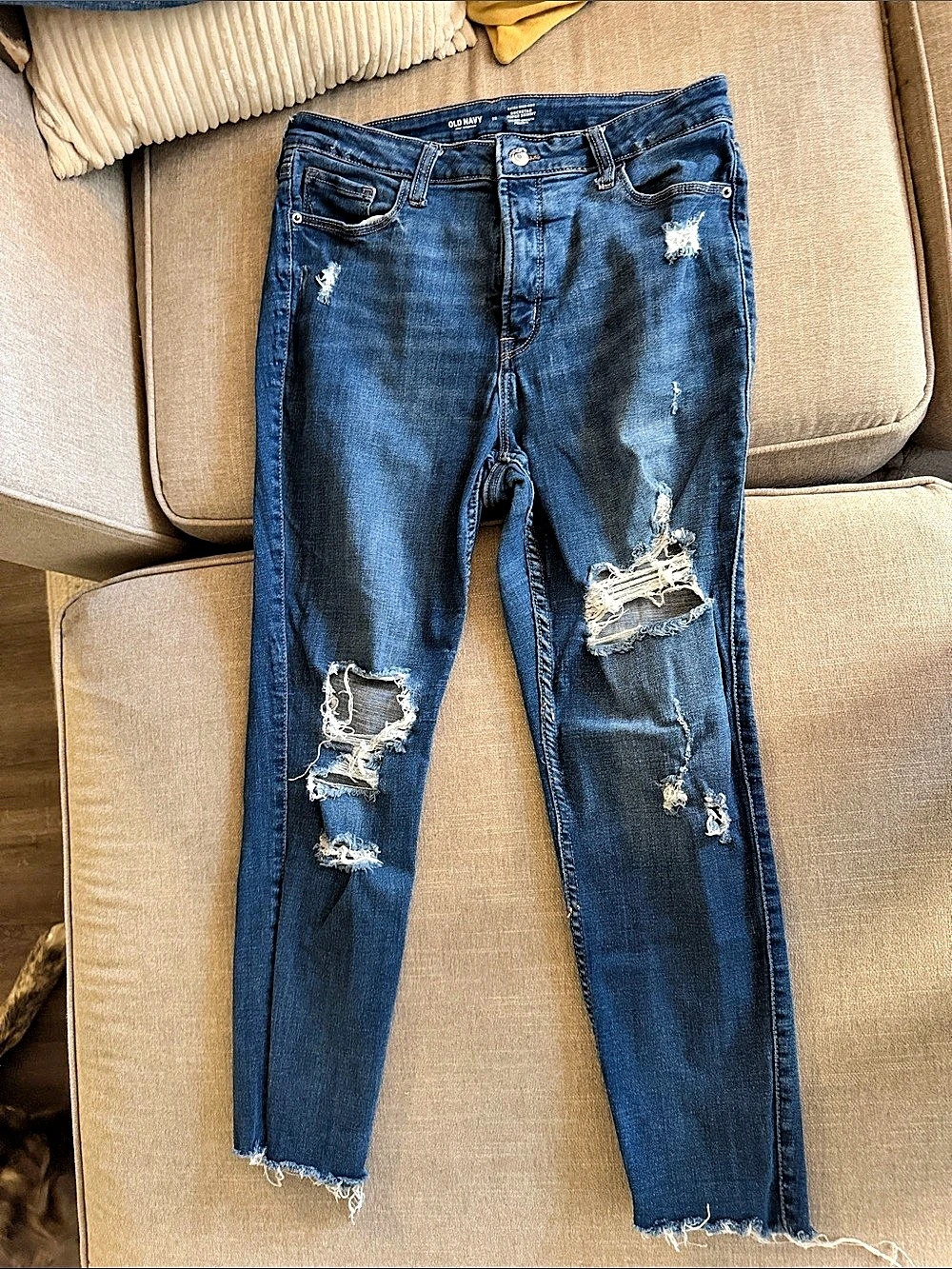 Old Navy Rockstar Super Skinny Secret-Smooth Pocket Jeans Blue Waist 12